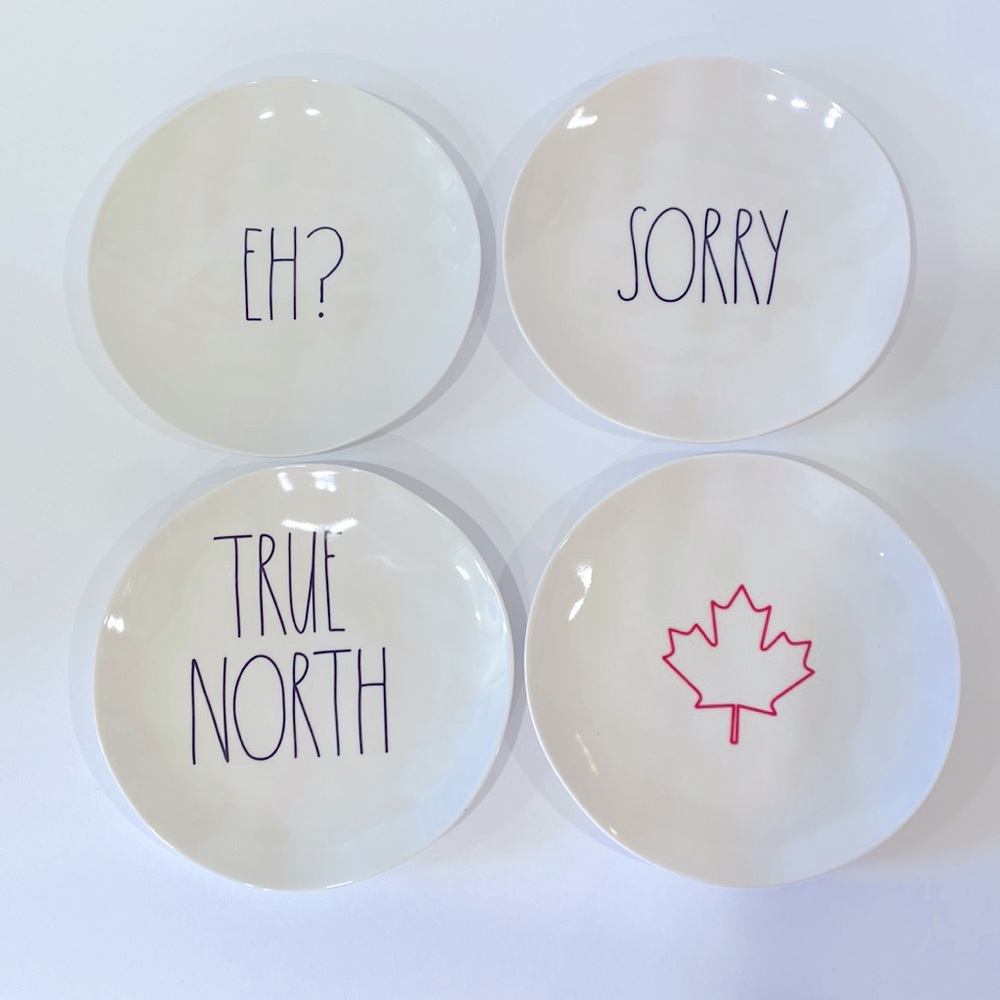 SUPER RARE VERY RARE!!! Rae Dunn 6” melamine Canada plates set of 4 Canadian NWT